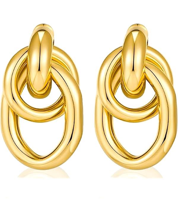 Elegant Arabella Jewels Gold Geometric Drop Earrings, Lightweight Long Link Dangles, Perfect Wome... | Amazon (US)