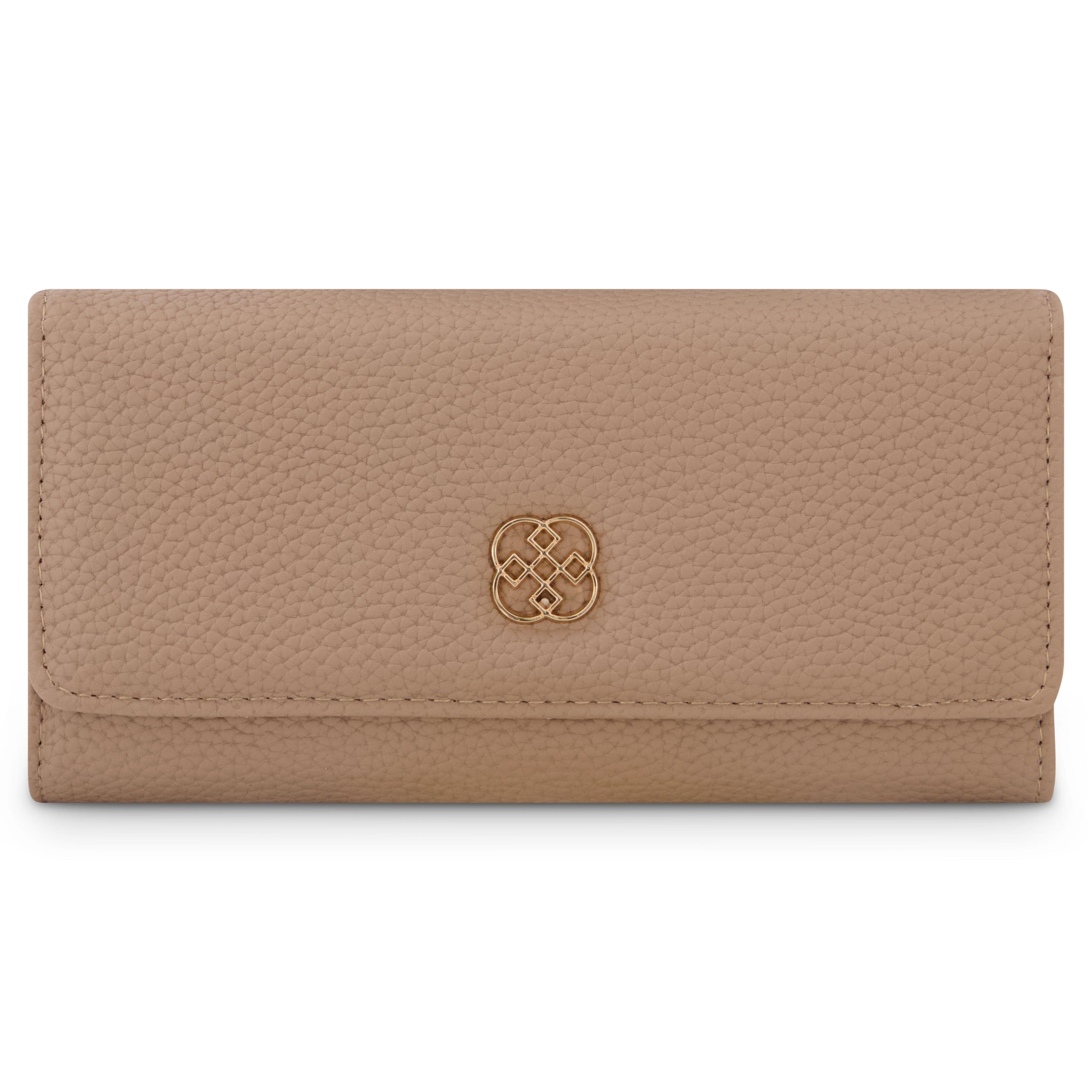 Daisy Fuentes Women's Long Flap Trifold Wallet in Pebble Texture for Women, Taupe | Walmart (US)