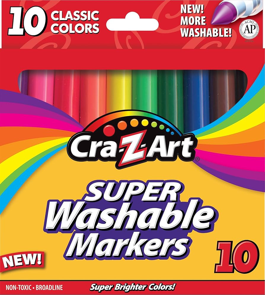 Cra-Z-Art Classic Washable Broadline Markers, 10 Count | Amazon (US)