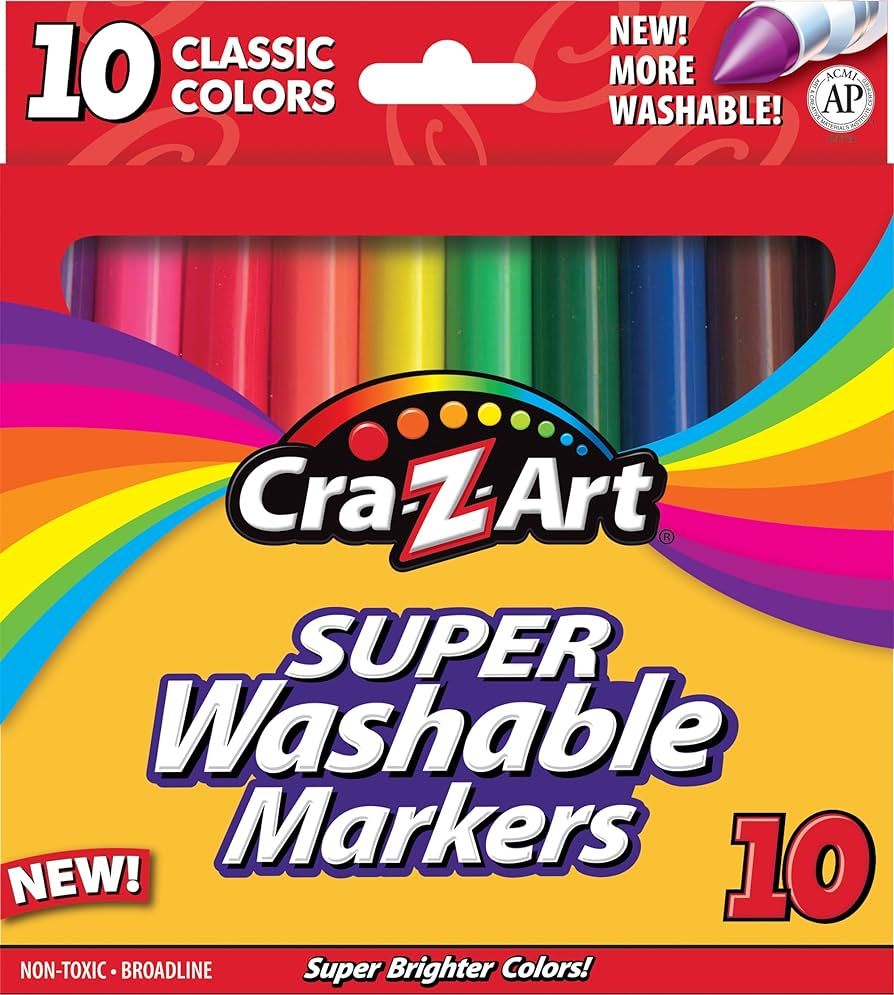 Cra-Z-Art Classic Washable Broadline Markers, 10 Count | Amazon (US)