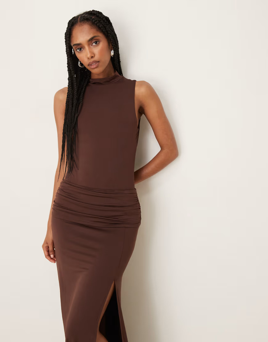 ASOS DESIGN high neck bodysuit in brown - part of a set | ASOS (Global)
