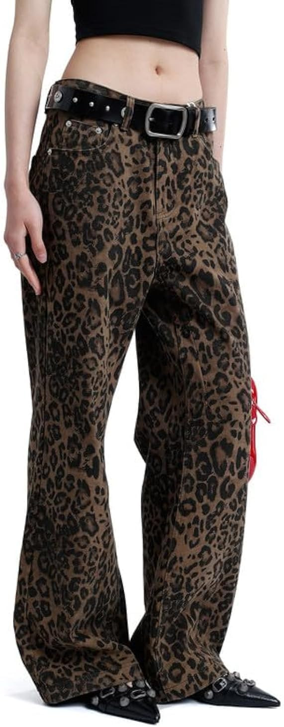 Vamtac Leopard Print Jeans for Women Y2k Pants Leopard Jeans Straight Leg Jeans Baggy Jeans Cheet... | Amazon (US)