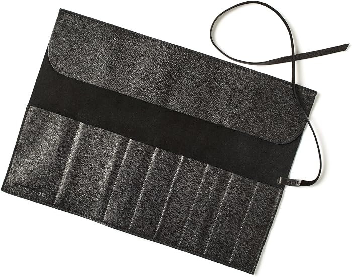 Leatherology Black Onyx Leather Makeup Brush Roll – Large Full Grain Leather Organizer – 8 Br... | Amazon (US)