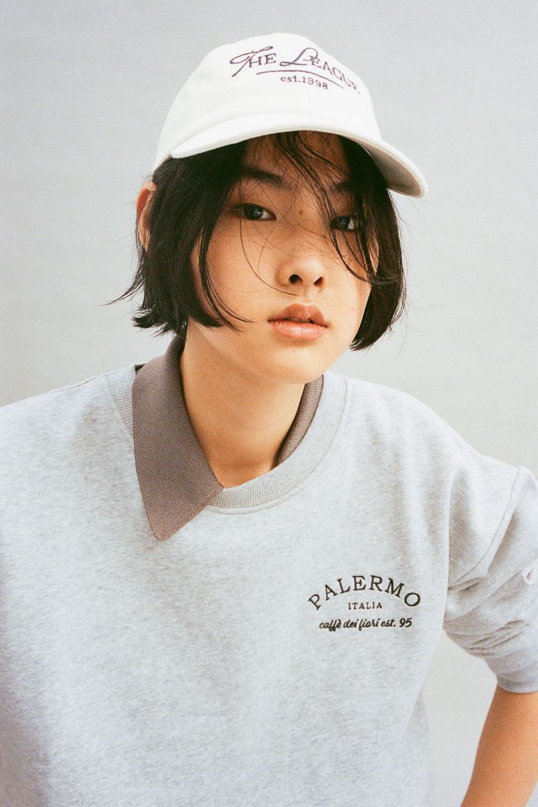 Crew-neck sweatshirt - Light grey marl/Palermo - Ladies | H&M GB | H&M (UK, MY, IN, SG, PH, TW, HK)