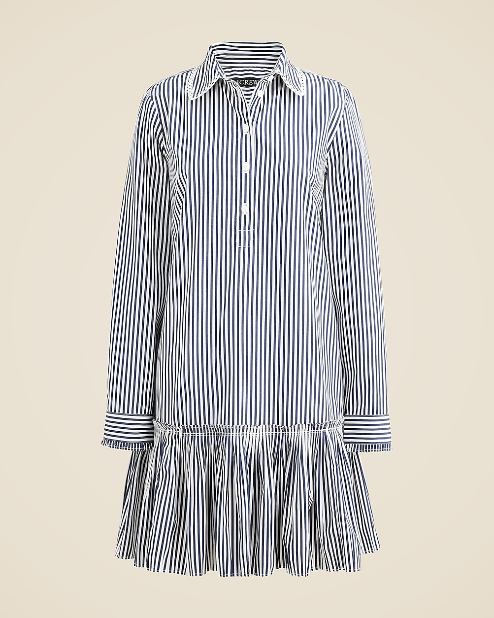 Amelia long-sleeve shirt-dress in striped cotton poplin | J. Crew US