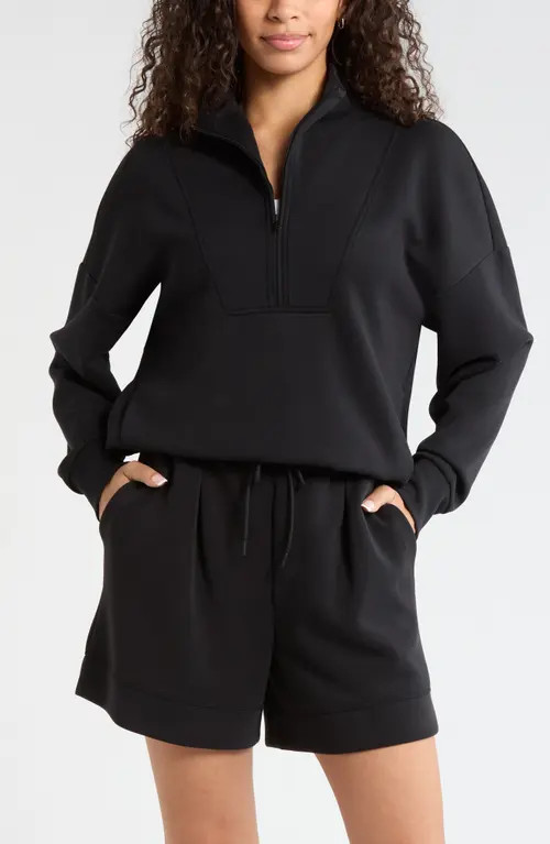 Zella Soft Luxe Half Zip Pullover in Black at Nordstrom, Size Medium | Nordstrom