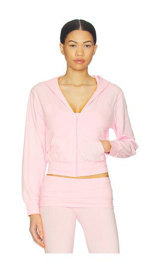 SKIMS Cotton Jersey Zip Up Slim Hoodie in Pink. - size S | Revolve Clothing (Global)
