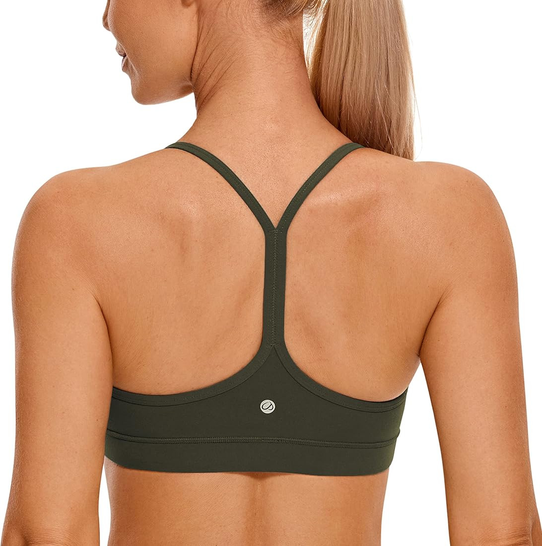 CRZ YOGA Butterluxe Womens Y Back Sports Bra - Padded Racerback Low Impact Spaghetti Thin Strap W... | Amazon (US)
