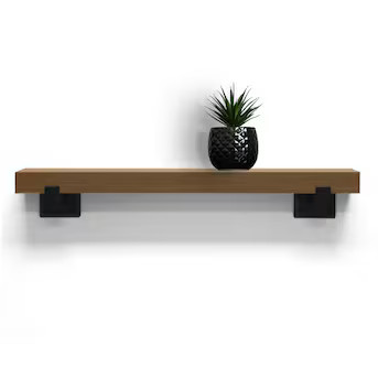 allen + roth 23.6-in L x 4.75-in D x 3.93-in H Dark Oak Rectangular Bracket Shelf | Lowe's