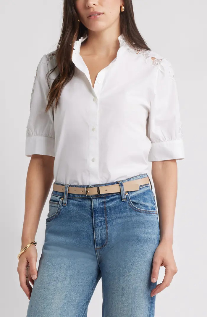 Ruffle Lace Appliqué Cotton Top | Nordstrom