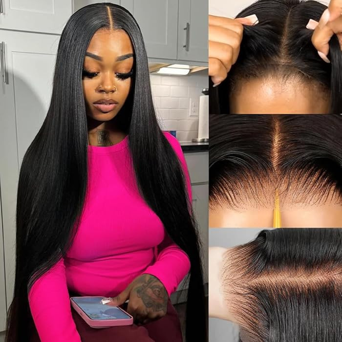 24 Inch Glueless Straight Wigs for Women Human Hair 6X4 HD Lace Closure Wigs Human Hair 180% Dens... | Amazon (US)