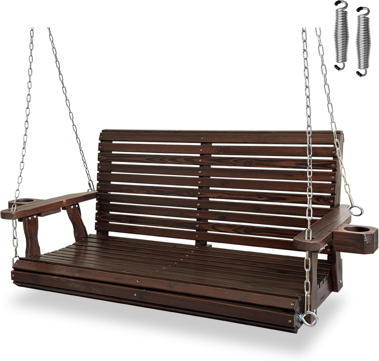 Fortune Candy Wooden Porch Swing, Deep Brown, 4 FT Extra Large | Amazon (US)