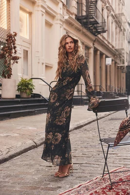 Vivienne Floral Chiffon Maxi Dress XS | 12th Tribe
