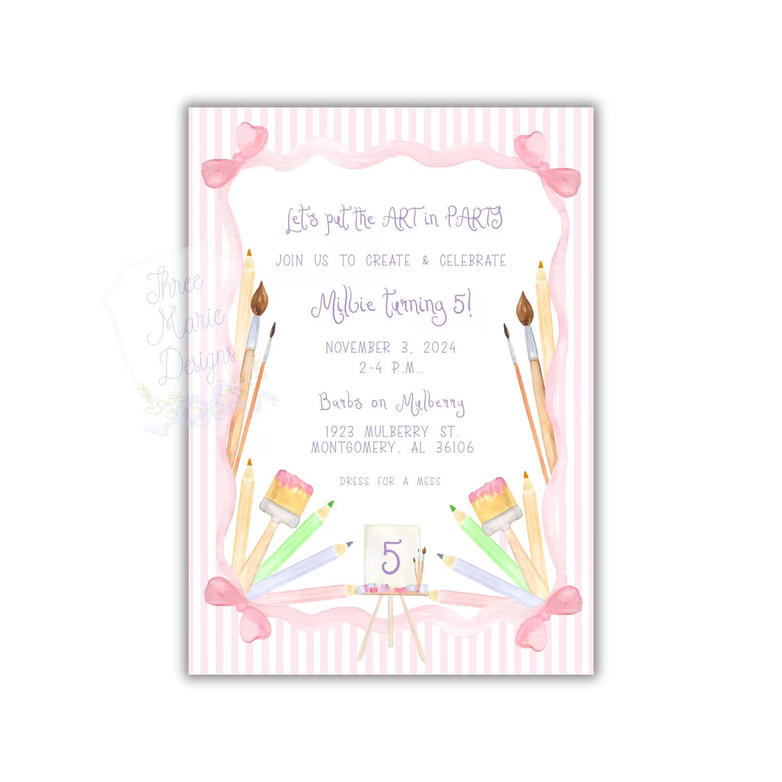 Pink Art Party Birthday Invite | Editable | Arts and Crafts Invite | Art Studio Party Invitation ... | Etsy (US)