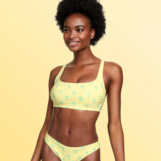 Women's Palm Trees Bralette Bikini Top - Stoney Clover Lane x Target Light Yellow/Light Green | Target