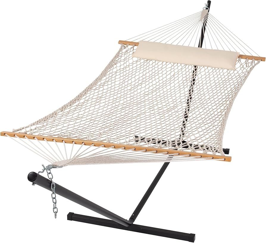 SUNCREAT Double Outdoor Hammock with Stand Included, Portable Cotton Rope 2 Person Hammock for Ou... | Amazon (US)