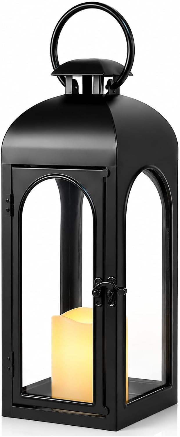 Bdor Decorative Outdoor Lantern Candle,Black Lantern Timer,16 Inch,1 Pack | Amazon (US)