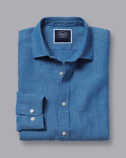 Pure Linen Shirt - Ocean Blue | Charles Tyrwhitt