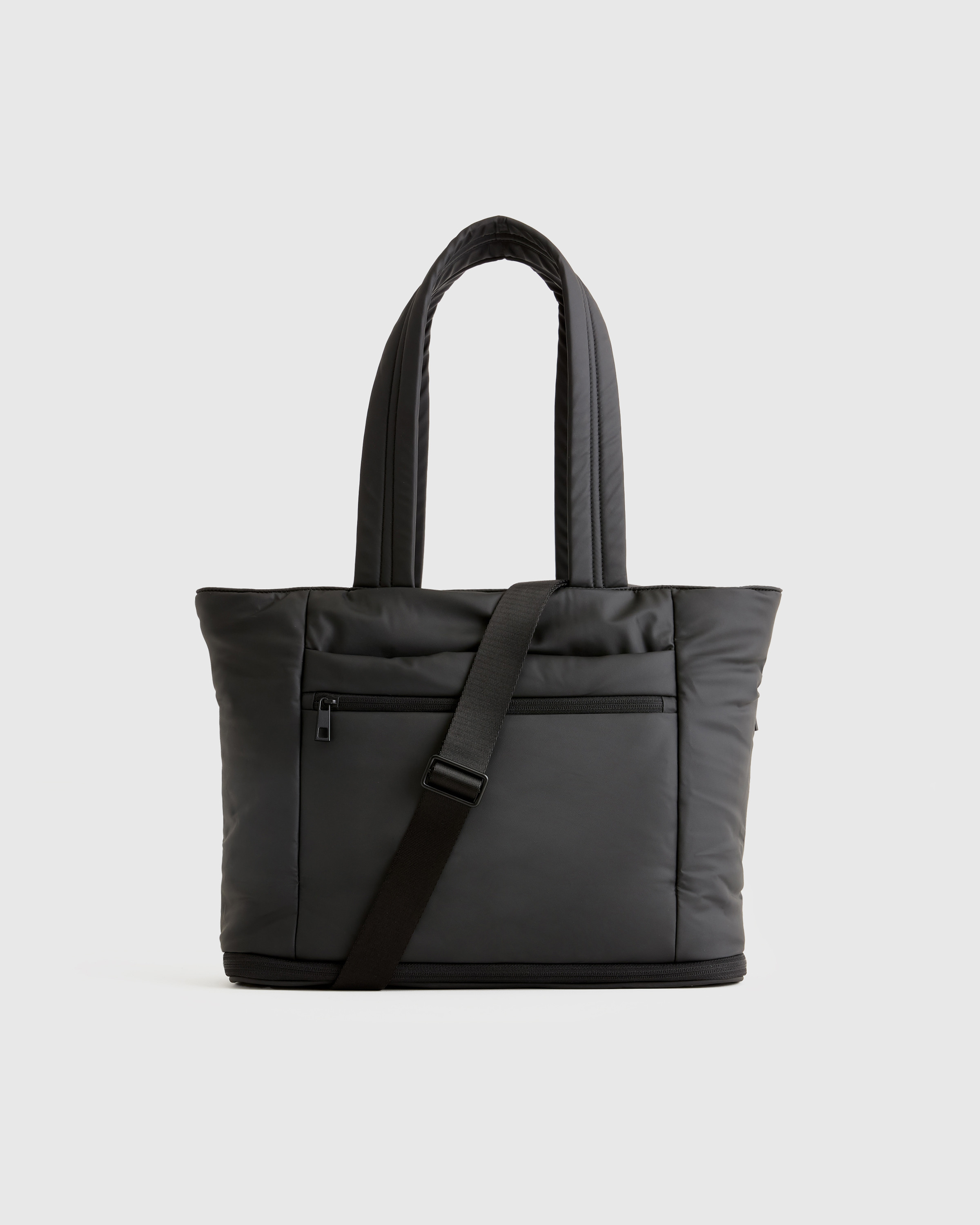 Quince | Women's Water Repellent Puff Expandable Tote in Black, Recycled Polyester | Quince