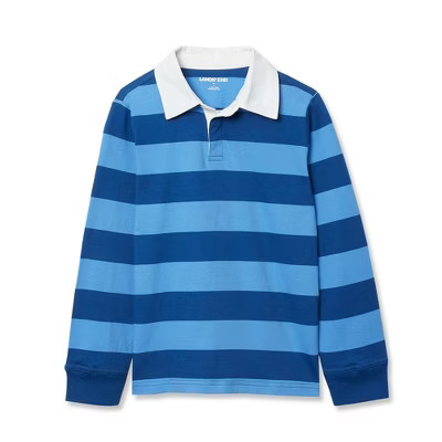 Lands' End Kids Long Sleeve Collared Rugby Shirt - X-Large - Chicory Blue/Midnight Blue | Target
