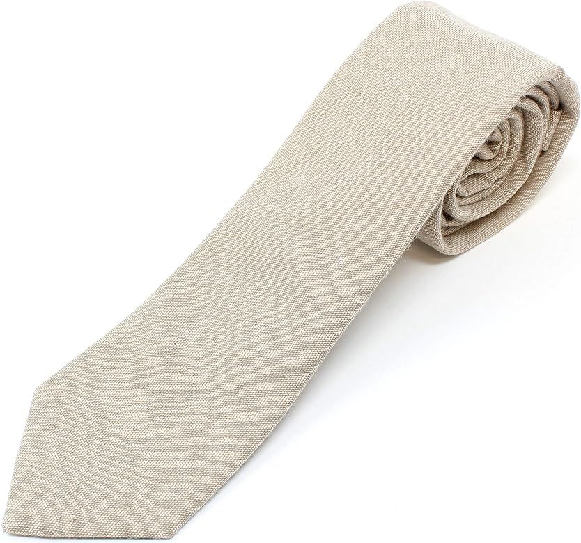 Men's Chambray Cotton Skinny Necktie Tie Textured Distressed Style - 2 1/2" Width | Amazon (US)