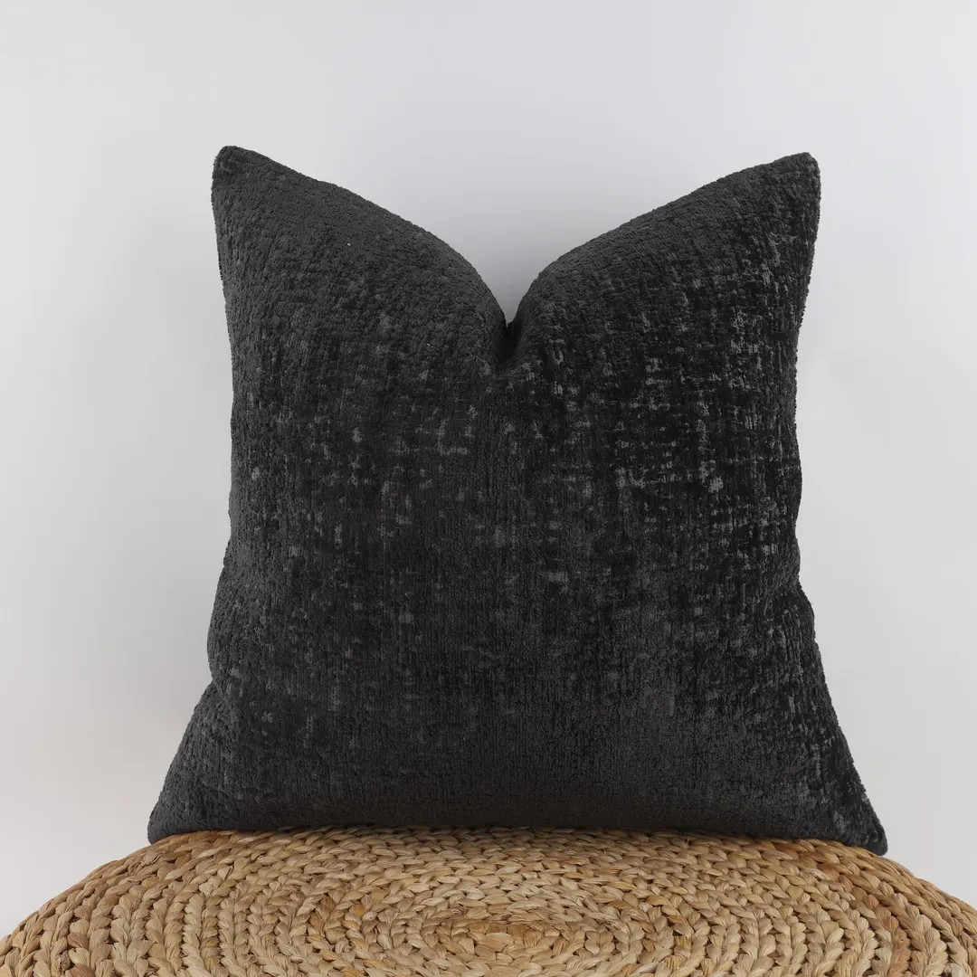Dark Gray Textured Pillow Cover: Cozy Home Decor, Euro Sham | Etsy (US)