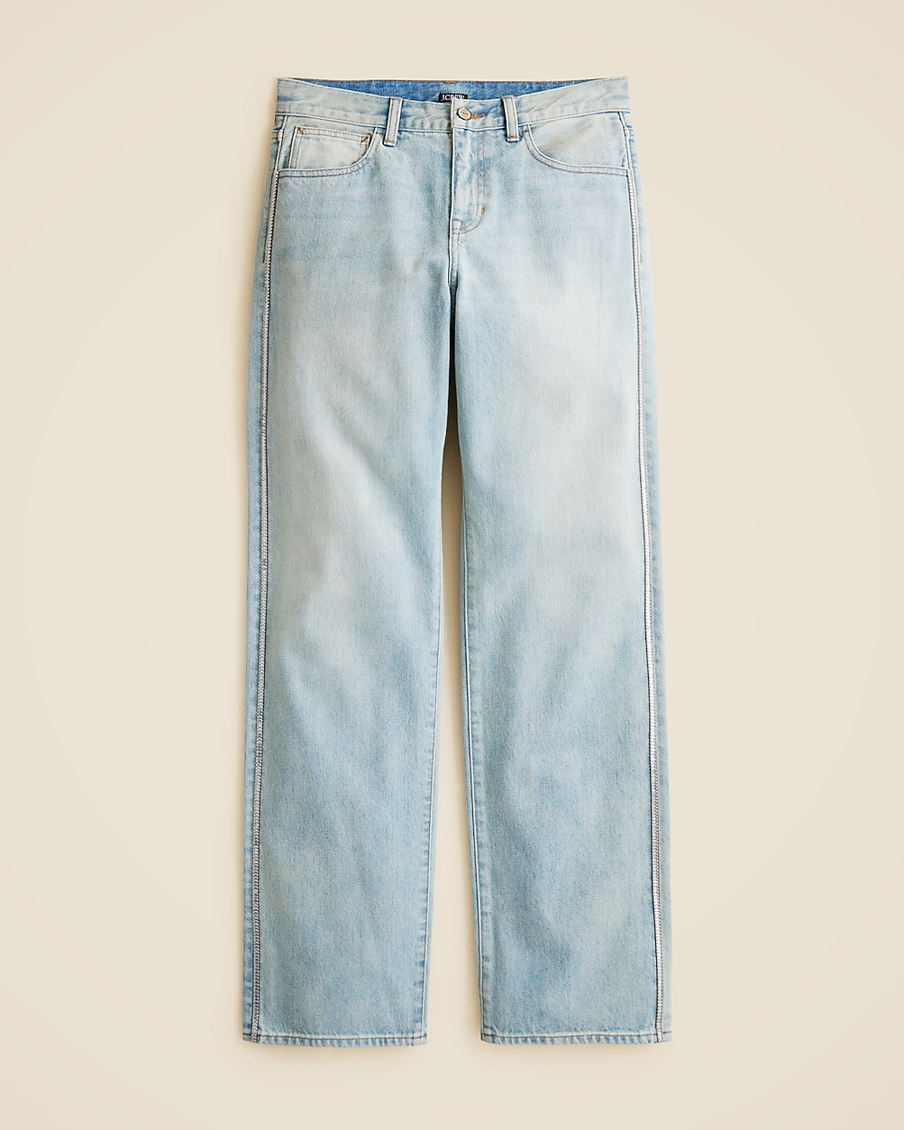 Mid-rise relaxed straight jean with embellishments | J. Crew US