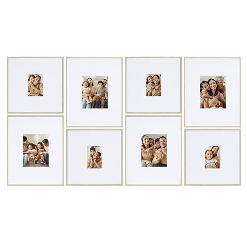 Camden Reed Arcadia 8 Piece Oversized Gallery Wall Frame, 16x20 and 16x16 Inch Matted Frames for Featuring 8x10 and 5x7 Inch Photographs or Art Prints, Natural Finish | Amazon (US)