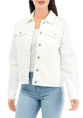 Wonderly Women's Denim Jacket, White, Small | Belk