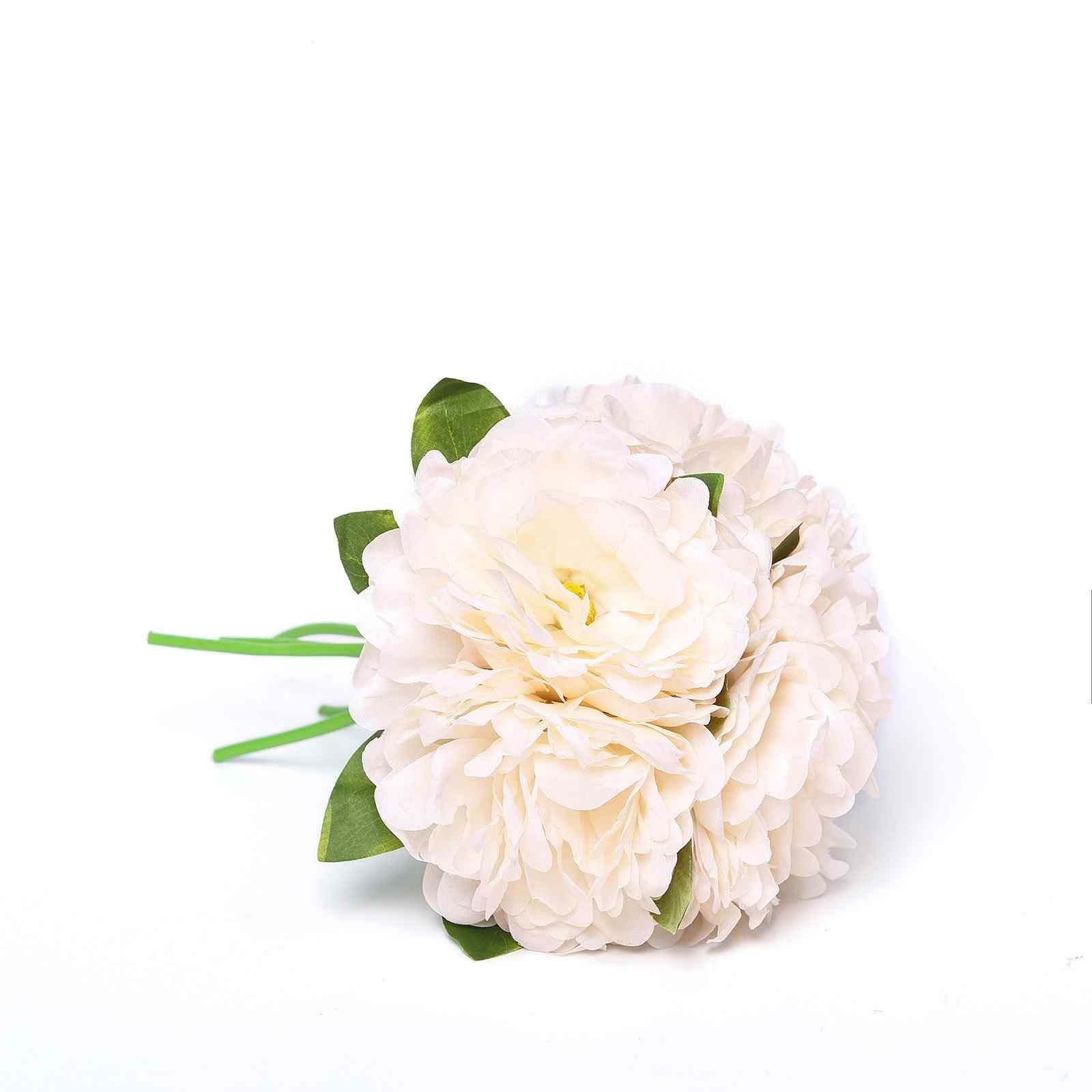 Efavormart 5 Head Cream Artificial Peony Silk Bouquet For DIY Wedding Party Bouquets Centerpieces... | Walmart (US)