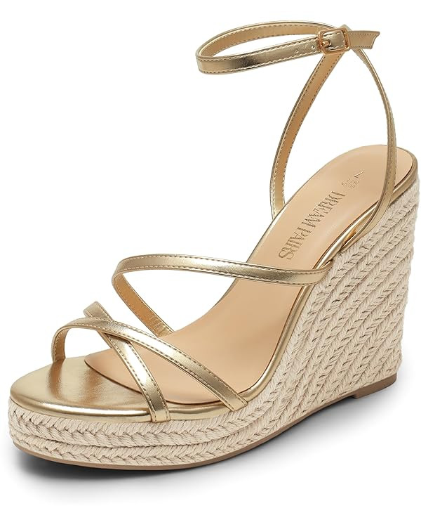 DREAM PAIRS Strappy Espadrille Platform Wedge Sandals for Women Dressy Summer, Comfortable Open T... | Amazon (US)