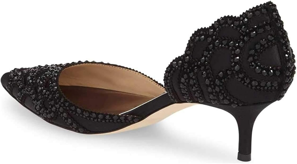 XYD Women's Pumps, Elegant Pointed Toe, D'Orsay Kitten Low Heels, Rhinestone Studs, Slip-On Satin... | Amazon (US)