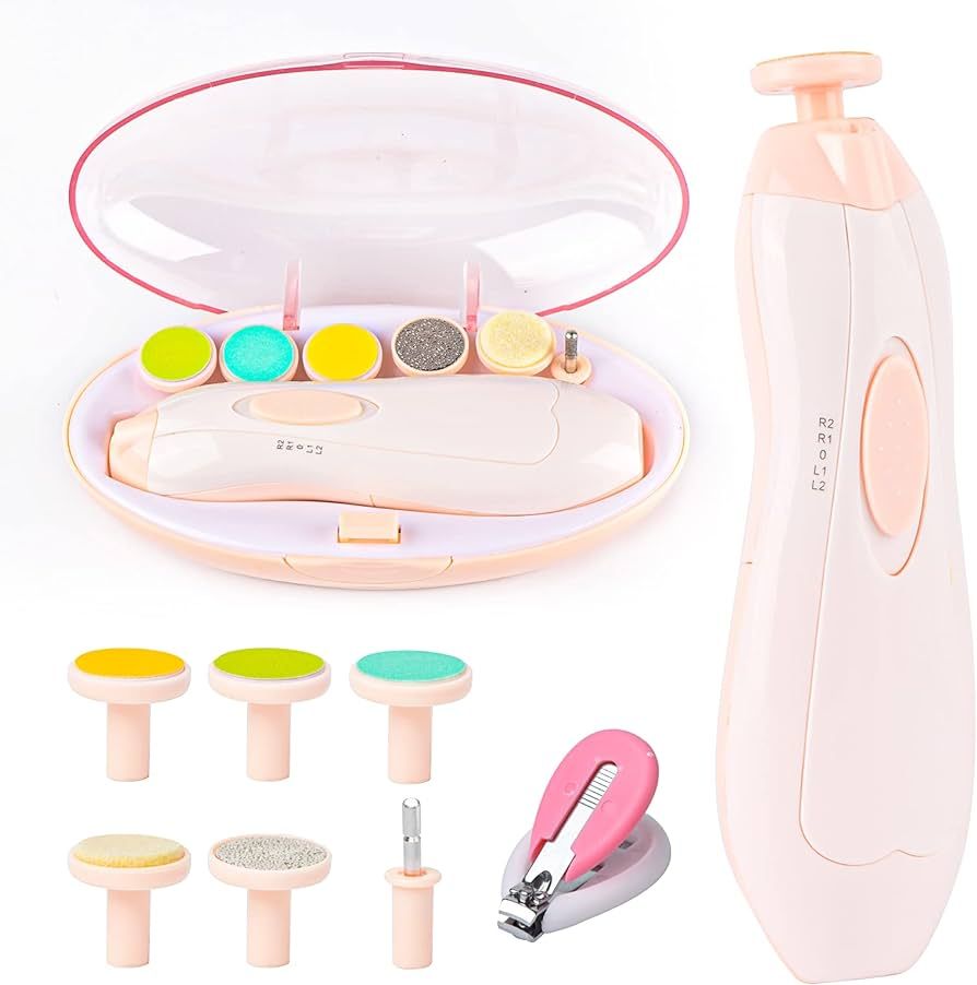 Baby Nail Filer and Baby Nail Clippers with Light Set, Lupantte Electric Infant Nail Trimmer Kit,... | Amazon (US)