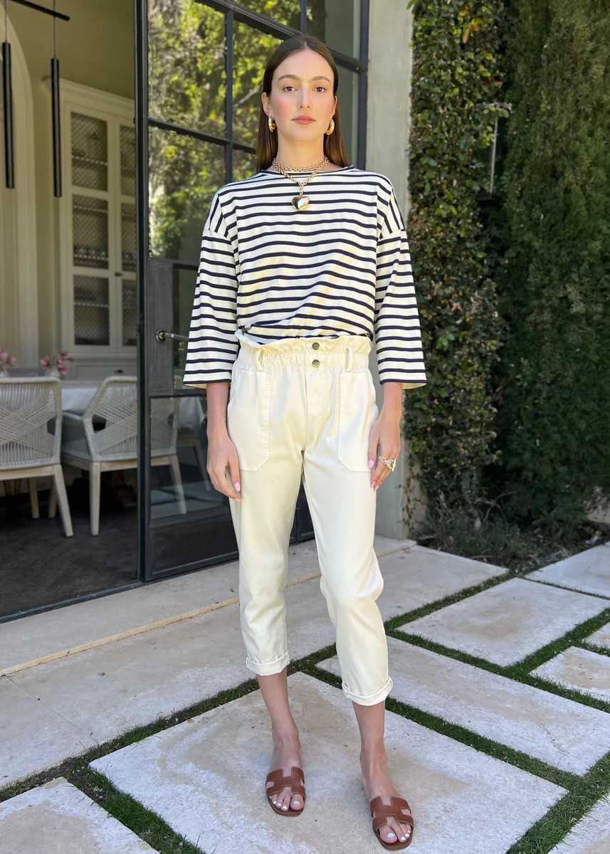 Shayne High Waisted Cream Capri Pants | Benaar La
