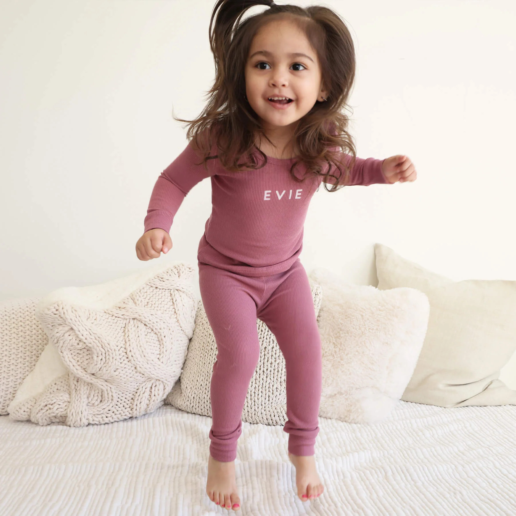 Boysenberry Bamboo Waffle Personalized Two Piece Pajama Set | Caden Lane