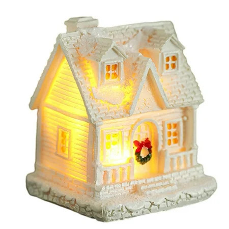 Resin Christmas Village House Decoration;Warm White LED Lighted Resin Christmas House;Collectible Building Christmas Ornament;Christmas Scene Village Houses Town Decor | Walmart (US)