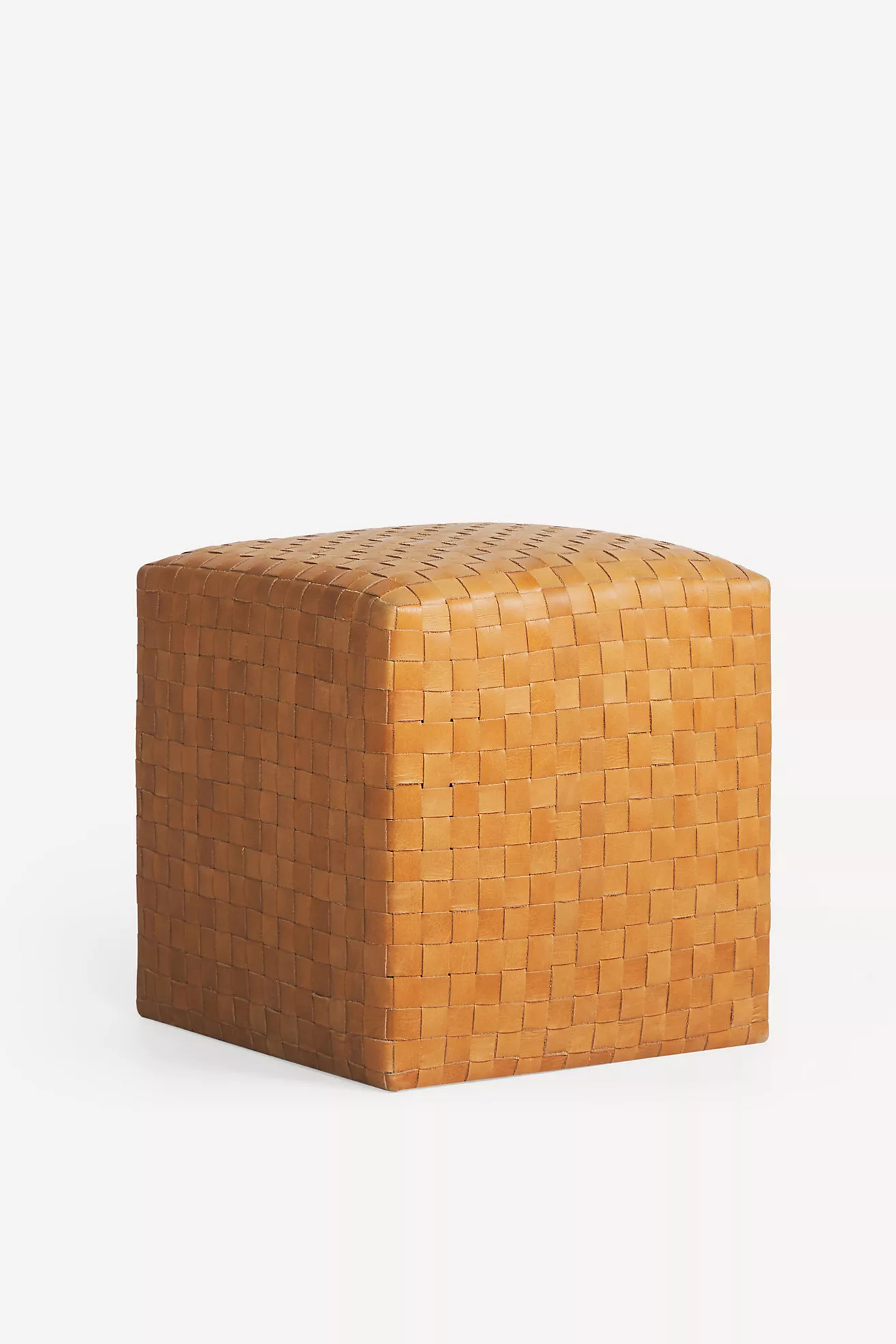Cove Woven Leather Ottoman | Anthropologie (US)