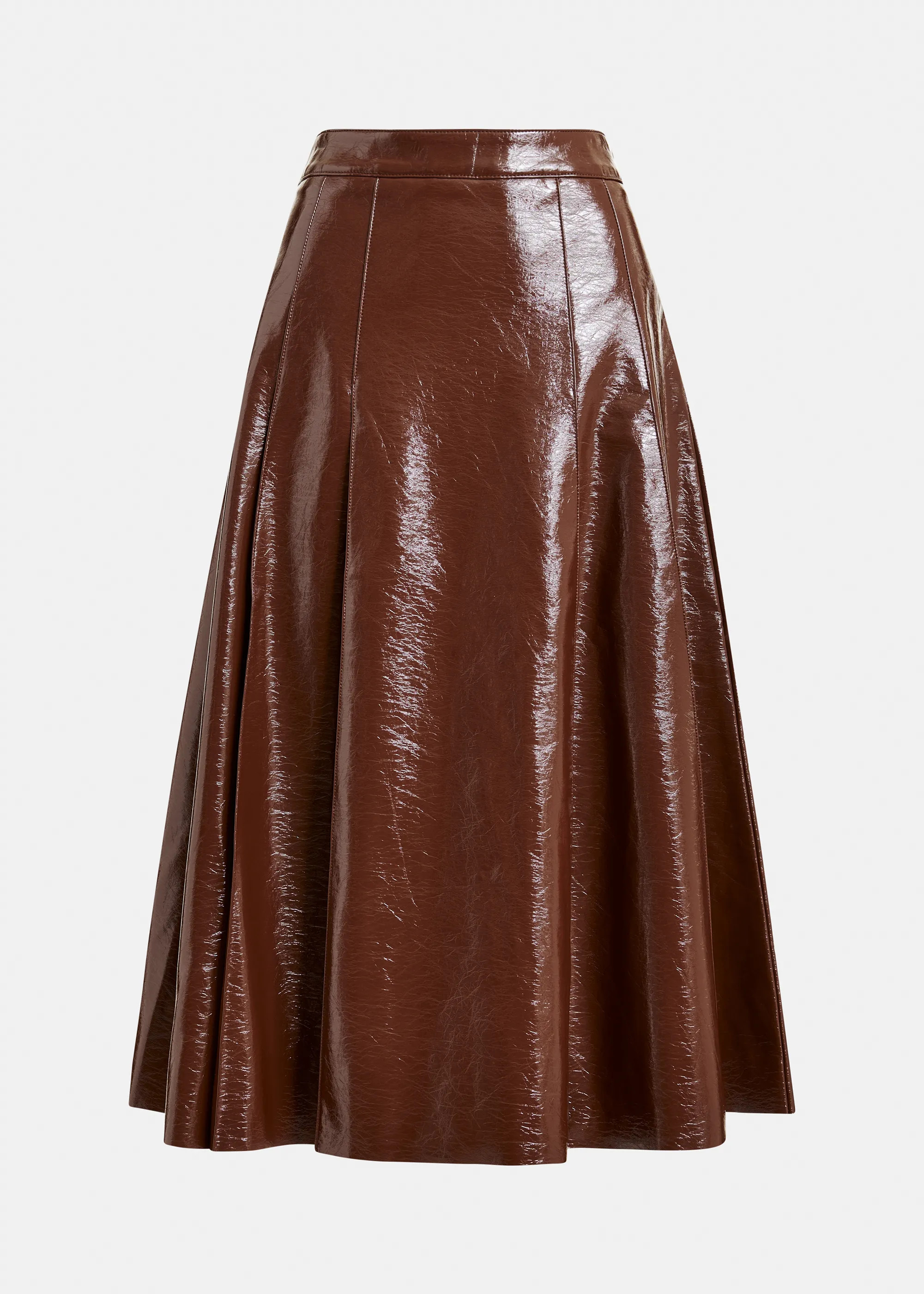 Brown faux leather midi skirt | Essentiel Antwerp United Kingdom | Essentiel Antwerp