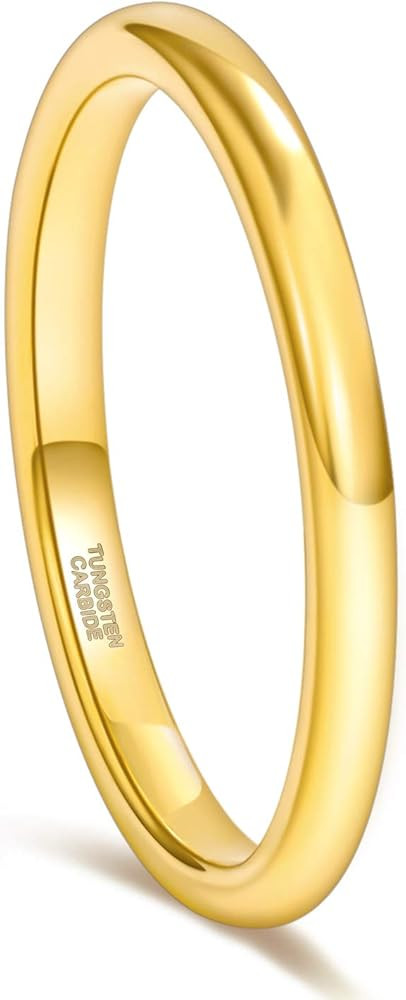 Greenpod 2mm 4mm 6mm Tungsten Wedding Bands Ring for Women Men Rose Gold/Silver/Gold/Black Polish... | Amazon (US)