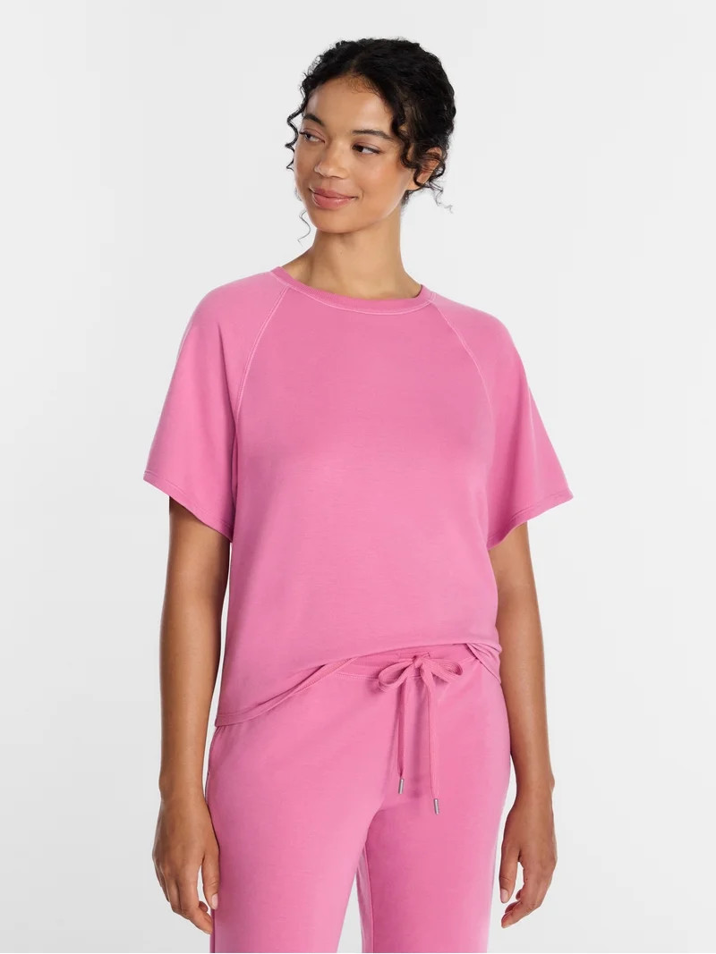 Joyspun Women's French Terry Knit Sleep Top with Short Sleeves, Sizes XS-3X | Walmart (US)