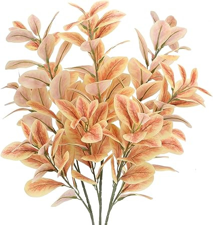 HO2NLE 3PCS Artificial Eucalyptus Stems Shrubs Fake Fall Flowers Decor Autumn Faux Silver Dollar ... | Amazon (US)