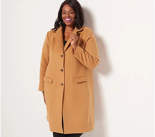 Candace Cameron Bure Regular Button-Front Tailored Coat - QVC.com | QVC