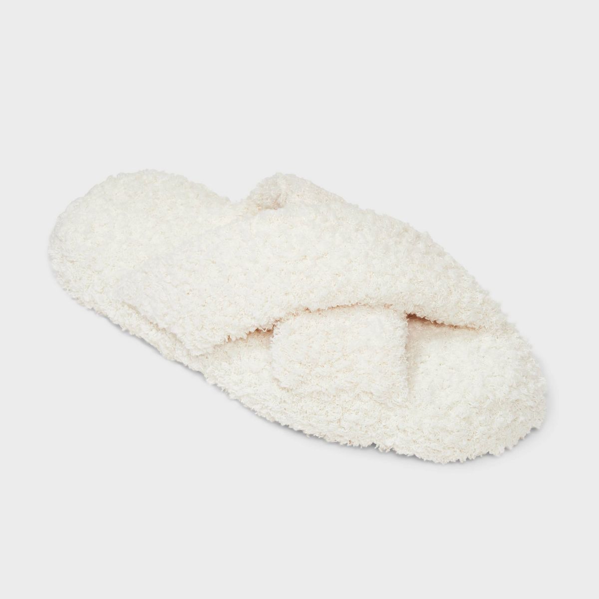 Women's Super Soft Fleece Crossover Slide Slipper Socks - Stars Above™ Ivory M/L | Target