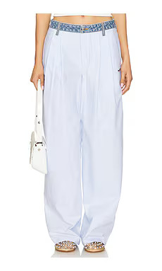 Alexander Wang Denim Waistband Pant in Oxford Blue & White from Revolve.com | Revolve Clothing (Global)