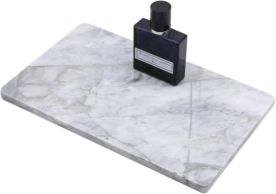 Rectangular Marble Vanity Tray for Counter, Bathroom, Dresser, Nightstand or Desk, 10-1/4" x 6-1/... | Amazon (US)