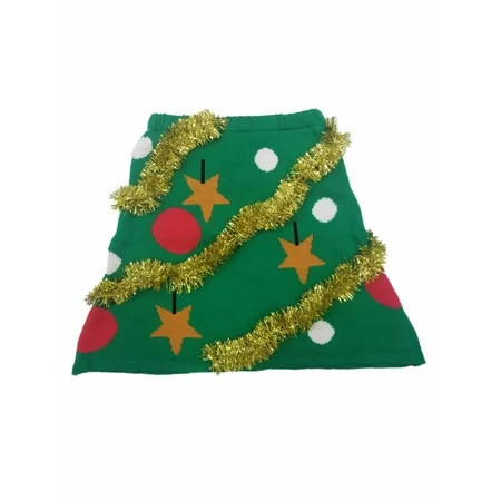Womens Green & Gold Christmas Tree Tinsel Knit Holiday Skirt X-Small | Walmart (US)