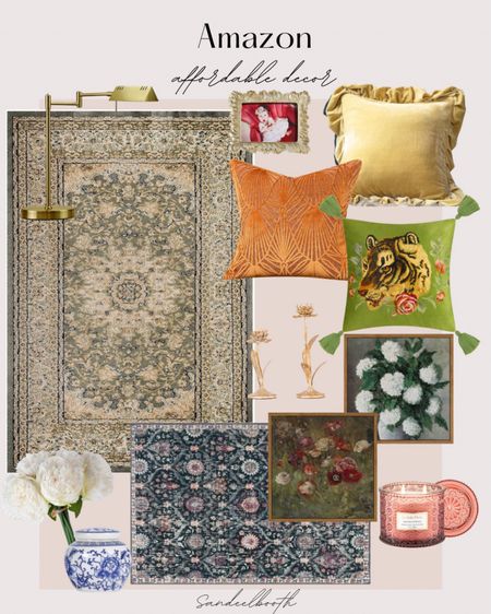 Affordable decor from Amazon 🎉

Washable rug, velvet throw pillow, table lamp, chinoiserie jar, wall art, candle,
Candlestick holder, gold frame 

#LTKhome #LTKGiftGuide #LTKfindsunder50