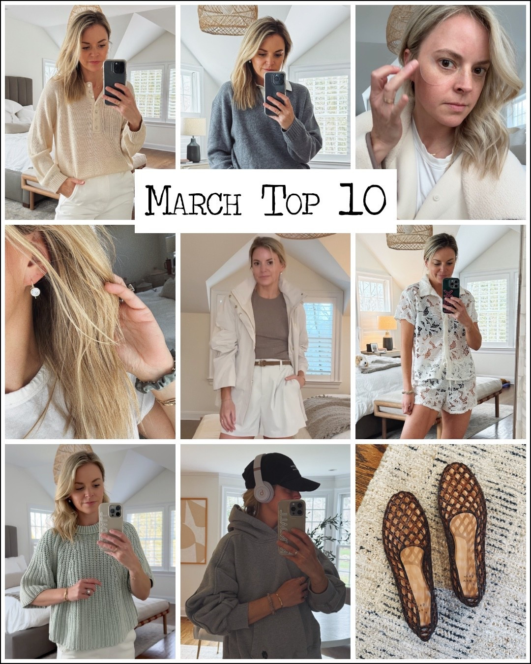 March Top 10 follower favorites 
1. Target jelly flats - tts 
2. Beats Headphones on sale 
3. short sleeve sweater - size small 
4. Target Cover Up - size small 
5. Varley Rain coat - size XS (top and shorts size small) 
6. Everyday Earrings - 10mm 
7. Amazon Eye patches 
8. Jcrew polo sweater - size small 
9. Zara beach sweater - medium 
10. Pistola tan jeans - 26R, tts // small sweater  (use code STYLEDSNAPSHOTS for 15% off site) 