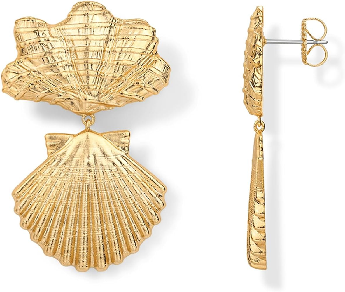 PAVOI 14K Gold Plated Dangle Sea Shell Earrings for Women - Statement Seashell Drop Dangle Earrin... | Amazon (US)