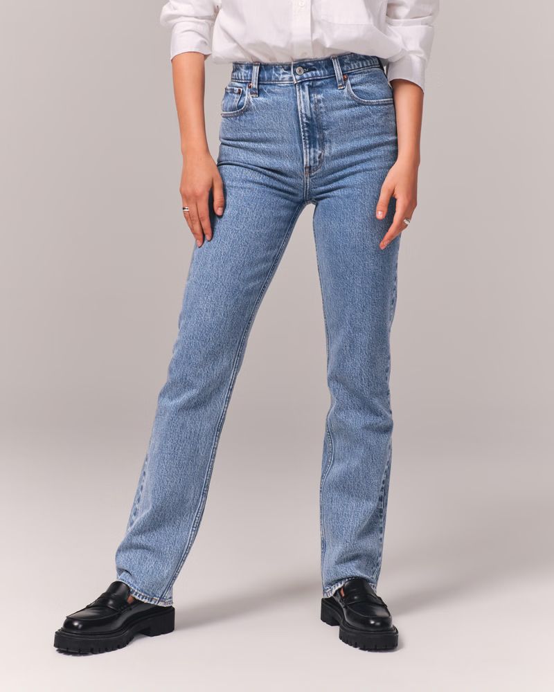 Women's Ultra High Rise 90s Straight Jean | Women's Bottoms | Abercrombie.com | Abercrombie & Fitch (UK)